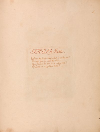 Il Libro di Thel, Tavola 1, Il Motto di Thel . . . . da William Blake